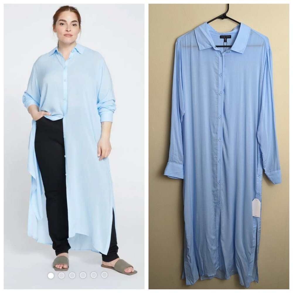 NWT Universal Standard light blue nailah button down tunic dress size 8 2xs
